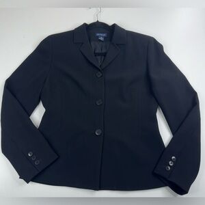 VTG Ann Taylor 3 Button Black Career Lined Blazer Womens Size 10
